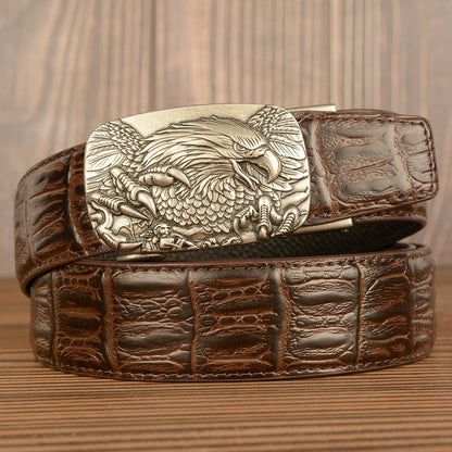 Belgravia Steel™ | Eagle Crest Embossed Leather Belt