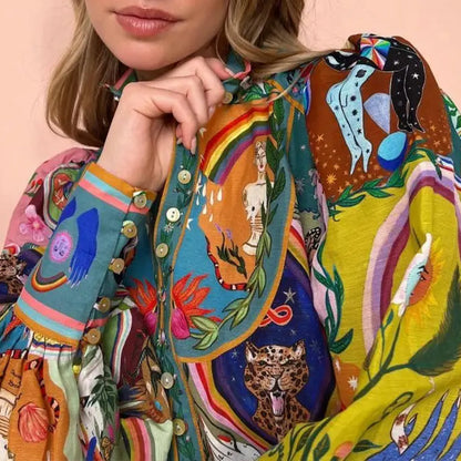 Soho Bloom™ | Printed Balloon Sleeve Mini Dress