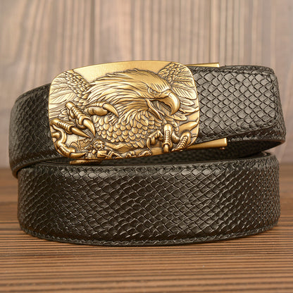 Belgravia Steel™ | Eagle Crest Embossed Leather Belt
