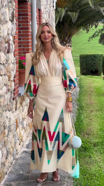 Windsor Edge™ | V-Neck Chevron Midi Set