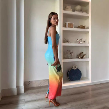 Camden Glow™ | Sequin Floral Gradient Maxi Dress