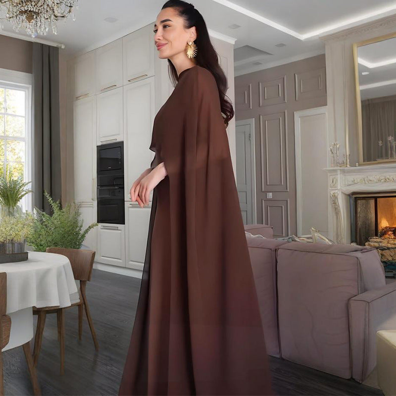 Soho Veil™ | Sheer Cape Slip Maxi Dress