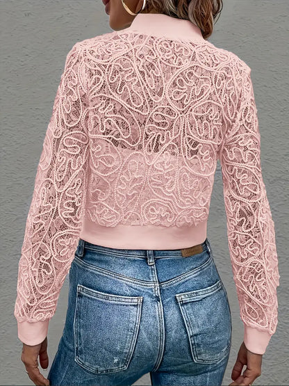 Soho Grace™ | Cropped Lace Bomber