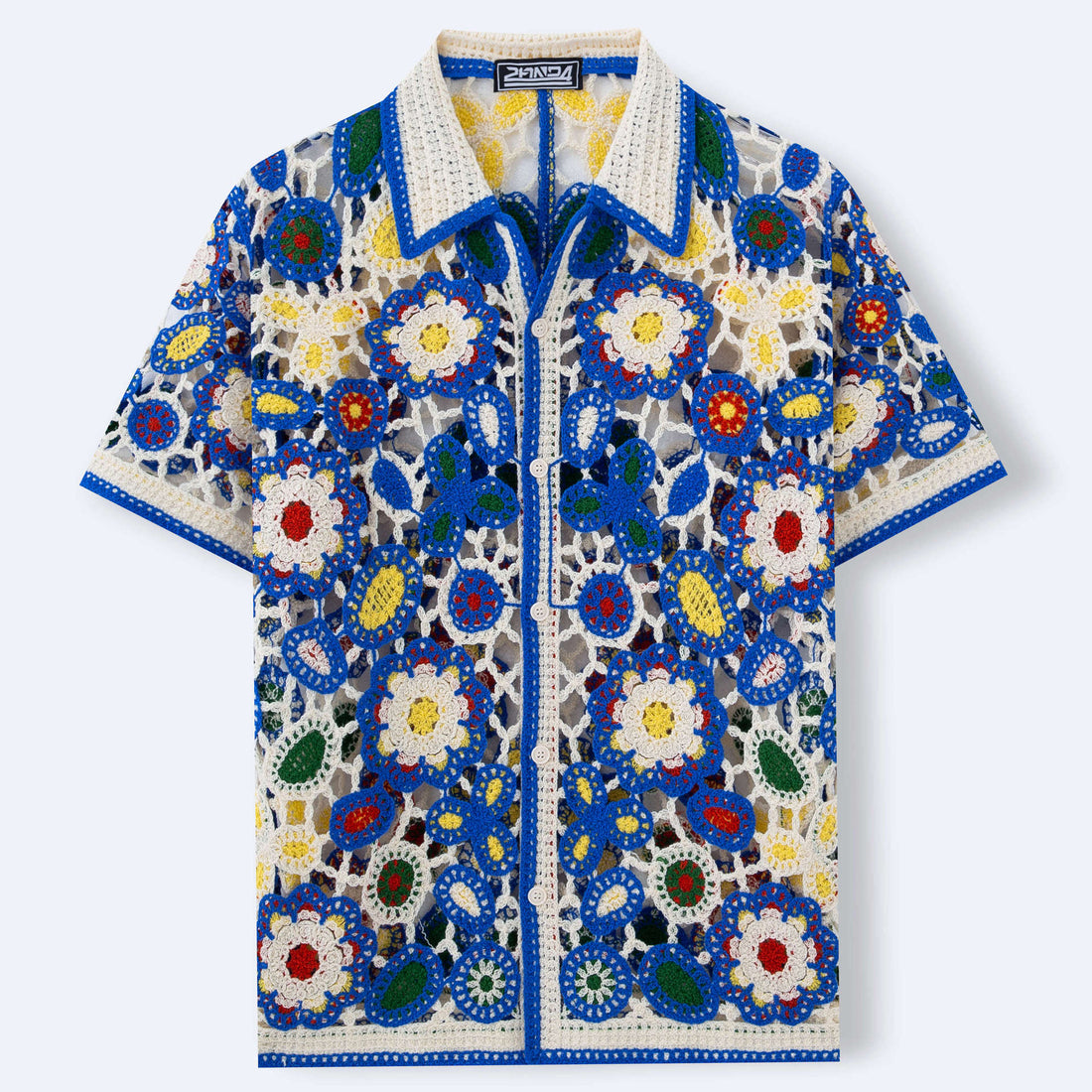Riviera Crochet™ | Blue Trim Summer Shirt