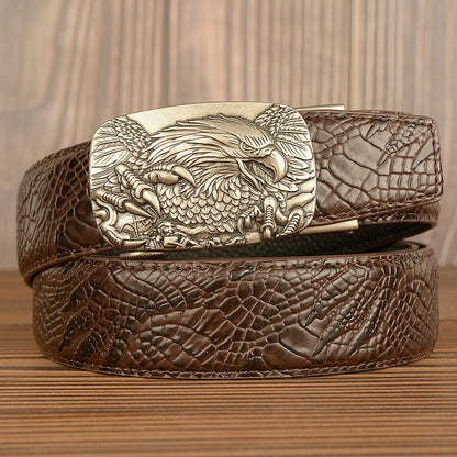 Belgravia Steel™ | Eagle Crest Embossed Leather Belt