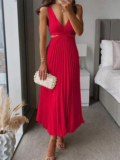 Margaux™ | Pleated Cinema‑Flow Maxi Dress