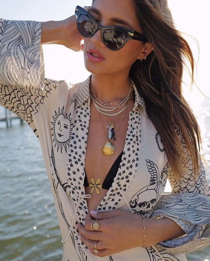 RoyalHoliday™ | Printed Shirt &amp; Elastic Waist Shorts