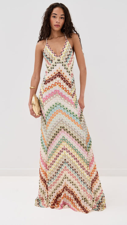 Shoreditch Glow™ | Open Back Knit Maxi Dress