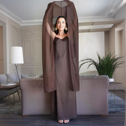 Soho Veil™ | Sheer Cape Slip Maxi Dress