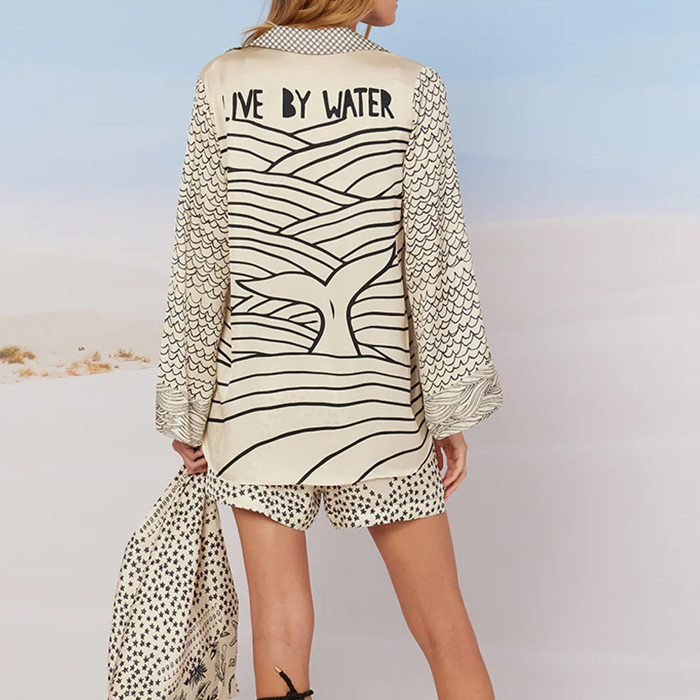 RoyalHoliday™ | Printed Shirt &amp; Elastic Waist Shorts