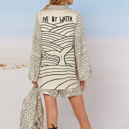 RoyalHoliday™ | Printed Shirt &amp; Elastic Waist Shorts