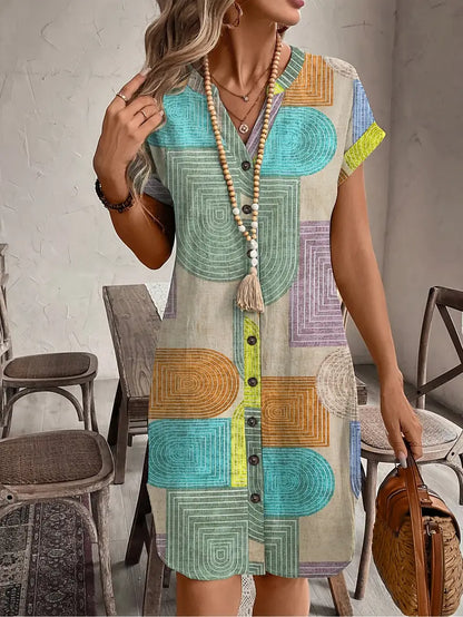 Sunline™ | Geometric Print Midi Dress