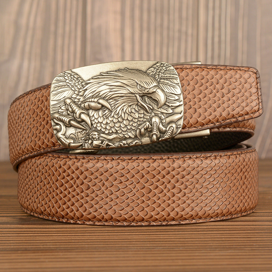 Belgravia Steel™ | Eagle Crest Embossed Leather Belt