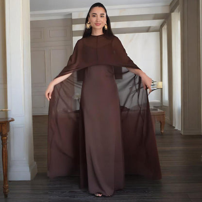 Soho Veil™ | Sheer Cape Slip Maxi Dress