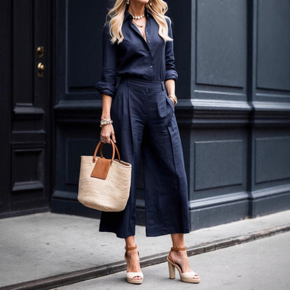 Azure Drape™ | Wide-Leg Co-Ord Ensemble