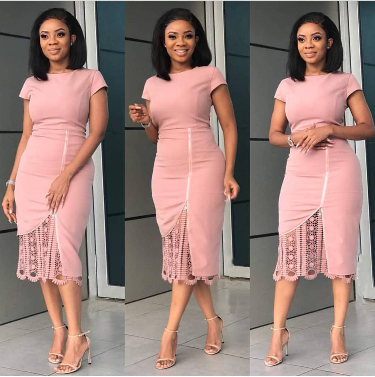 Lumina™ | Robe bandage taille basse avec détails en dentelle