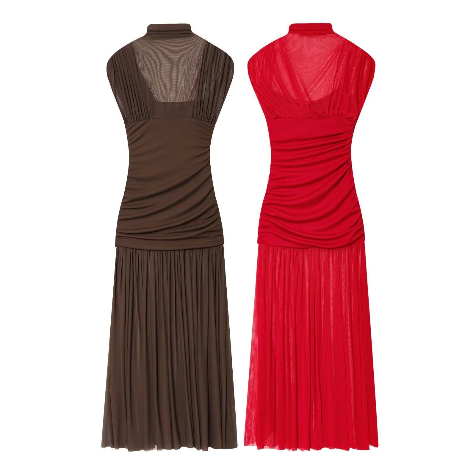 Victoria Bloom™ | Mesh Panel Elegant Maxi Dress