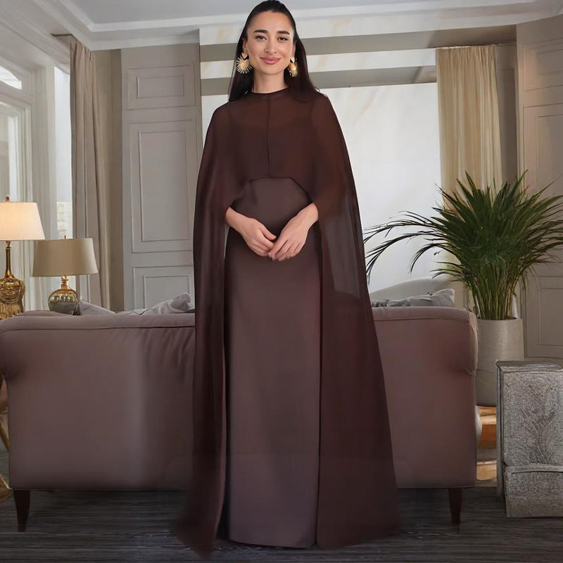 Soho Veil™ | Sheer Cape Slip Maxi Dress