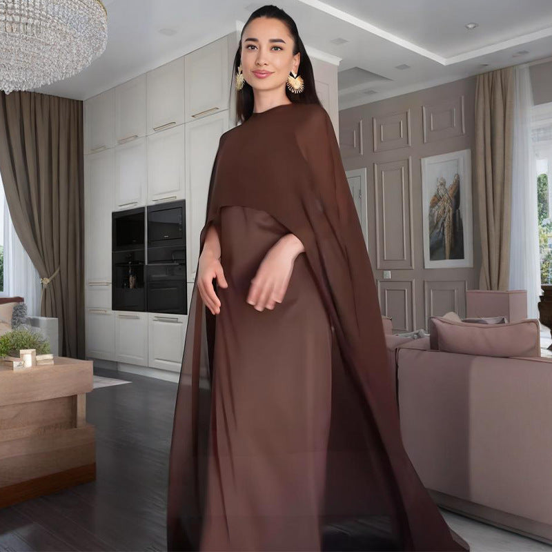 Soho Veil™ | Sheer Cape Slip Maxi Dress
