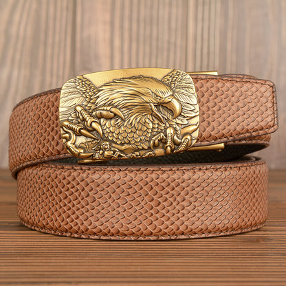 Belgravia Steel™ | Eagle Crest Embossed Leather Belt
