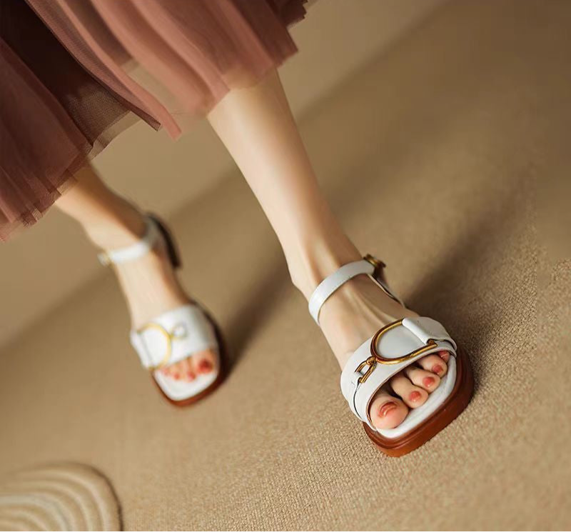 ChelseaStride™ | Square-Toe Buckled Sandals