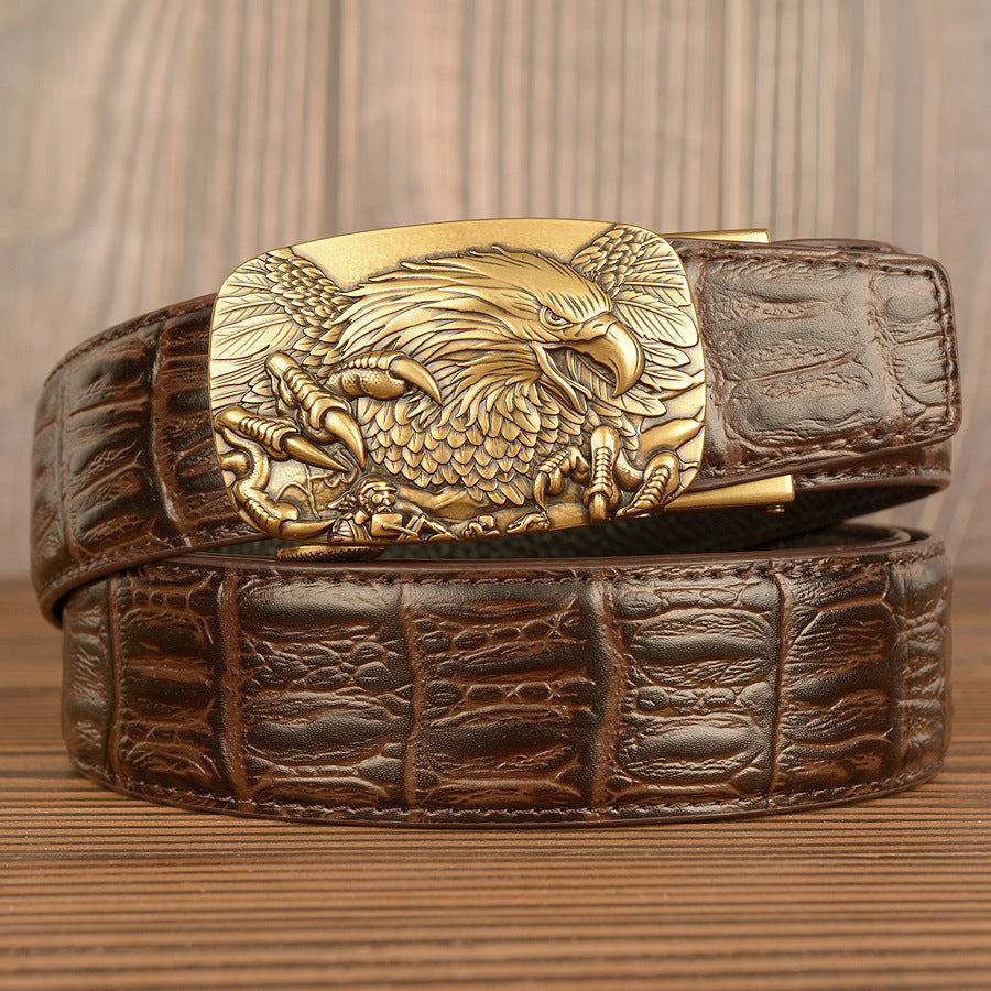 Belgravia Steel™ | Eagle Crest Embossed Leather Belt
