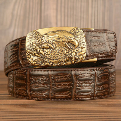 Belgravia Steel™ | Eagle Crest Embossed Leather Belt