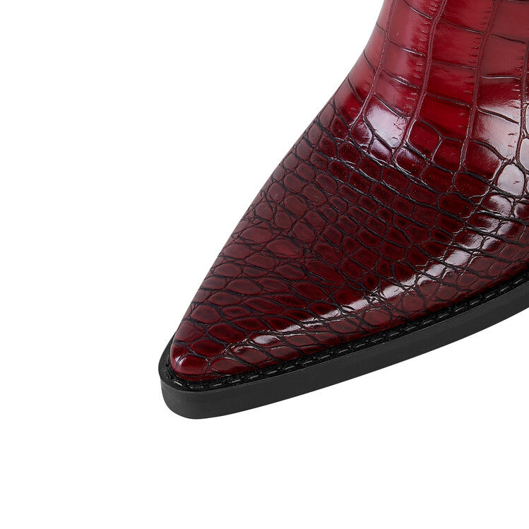 Harrow Crest™ | Croc-Embossed Block Heel Boots