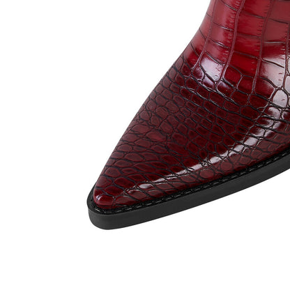 Harrow Crest™ | Croc-Embossed Block Heel Boots