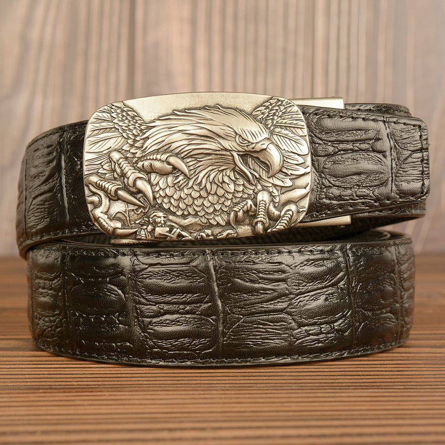 Belgravia Steel™ | Eagle Crest Embossed Leather Belt