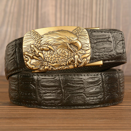 Belgravia Steel™ | Eagle Crest Embossed Leather Belt
