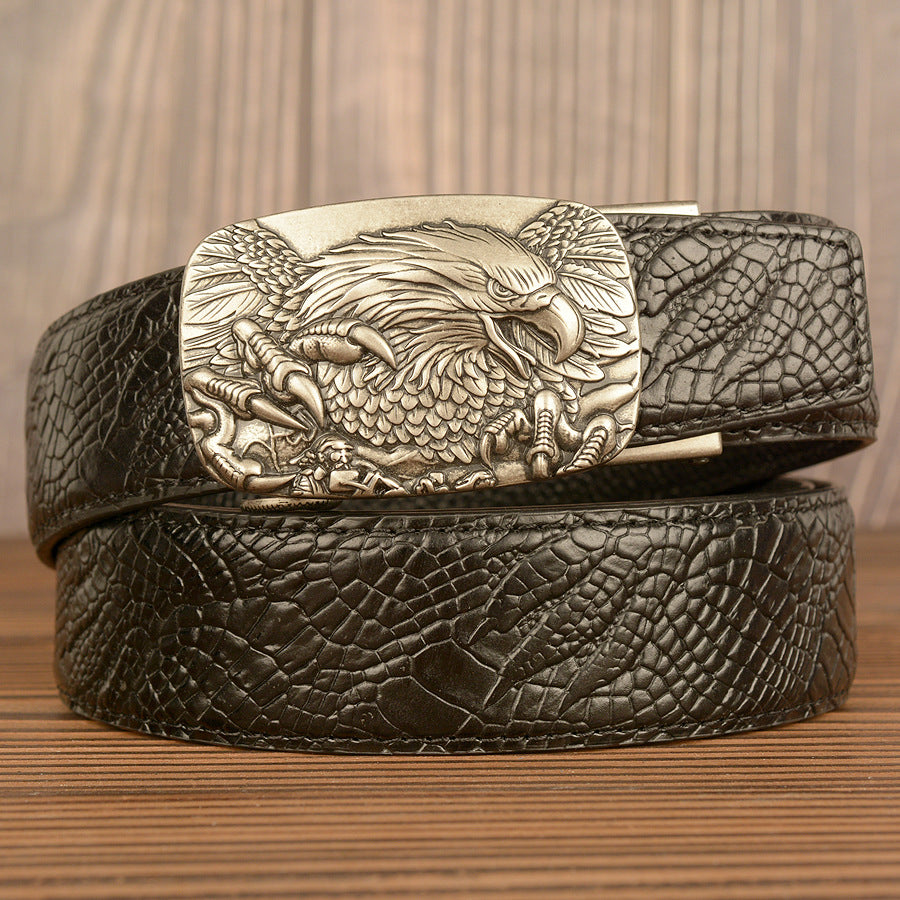 Belgravia Steel™ | Eagle Crest Embossed Leather Belt