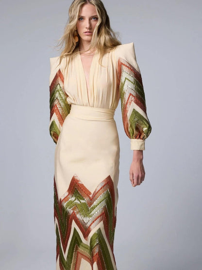 Windsor Edge™ | V-Neck Chevron Midi Set