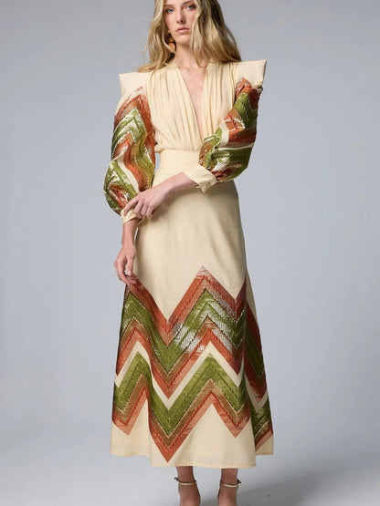 Windsor Edge™ | V-Neck Chevron Midi Set