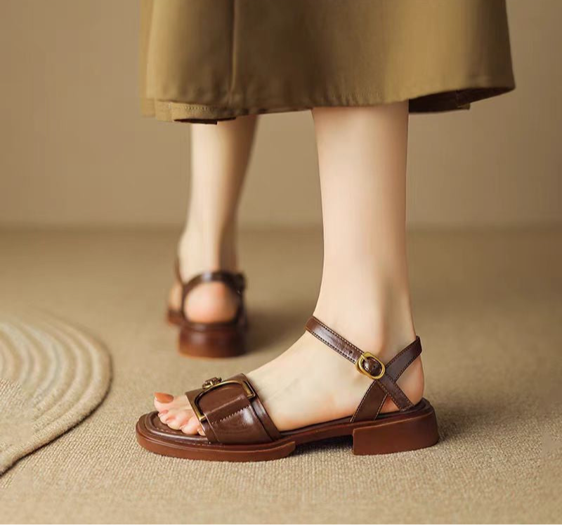 ChelseaStride™ | Square-Toe Buckled Sandals