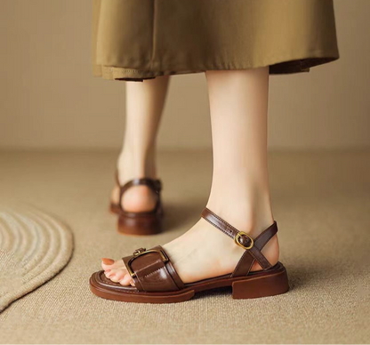 ChelseaStride™ | Square-Toe Buckled Sandals