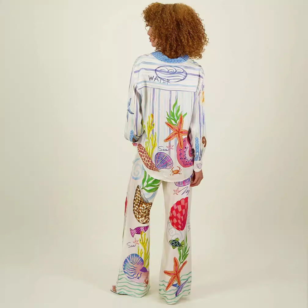 Seabright™ | Ocean Graffiti Satin Co-Ord Set