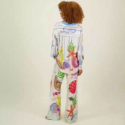 Seabright™ | Ocean Graffiti Satin Co-Ord Set