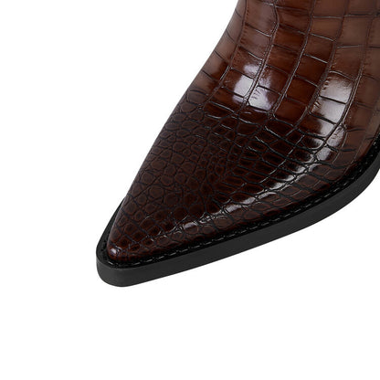 Harrow Crest™ | Croc-Embossed Block Heel Boots