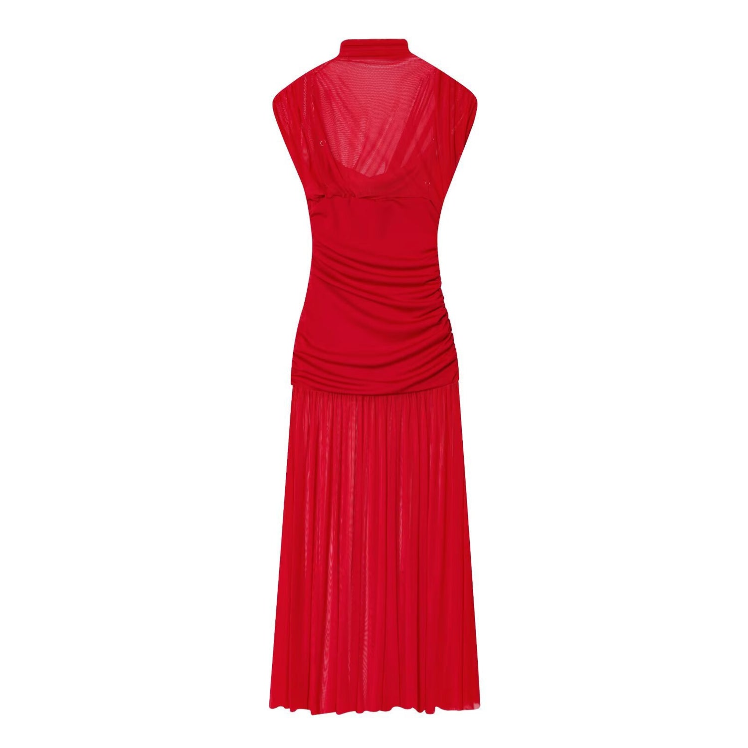 Victoria Bloom™ | Mesh Panel Elegant Maxi Dress