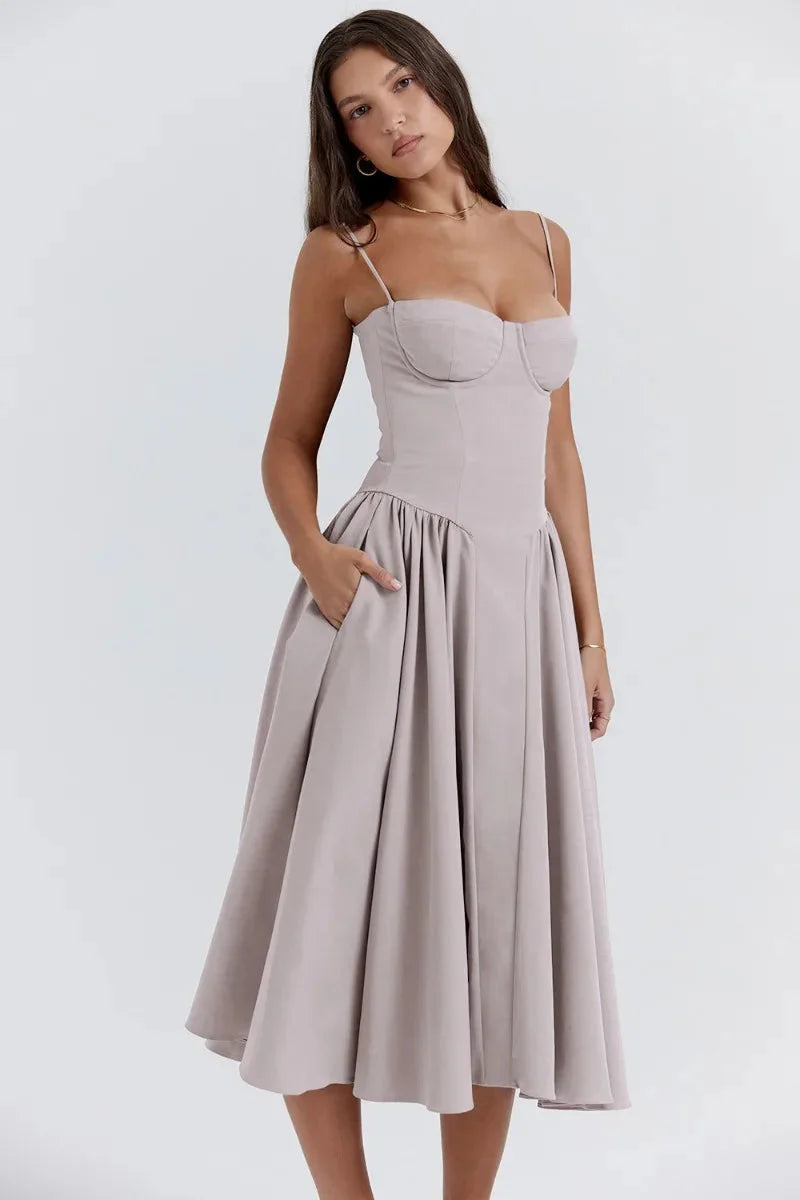 Liana™ | Sleeveless Corset Midi Dress
