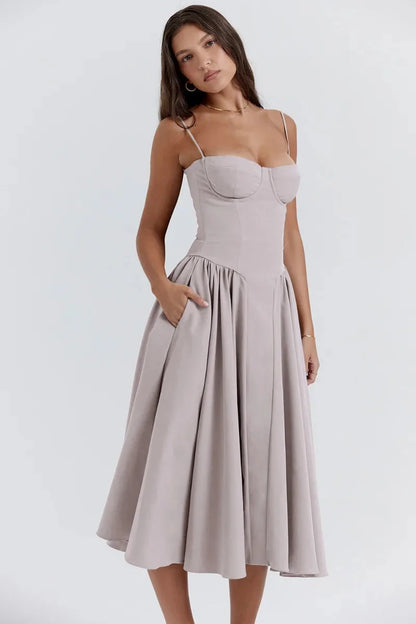 Liana™ | Sleeveless Corset Midi Dress