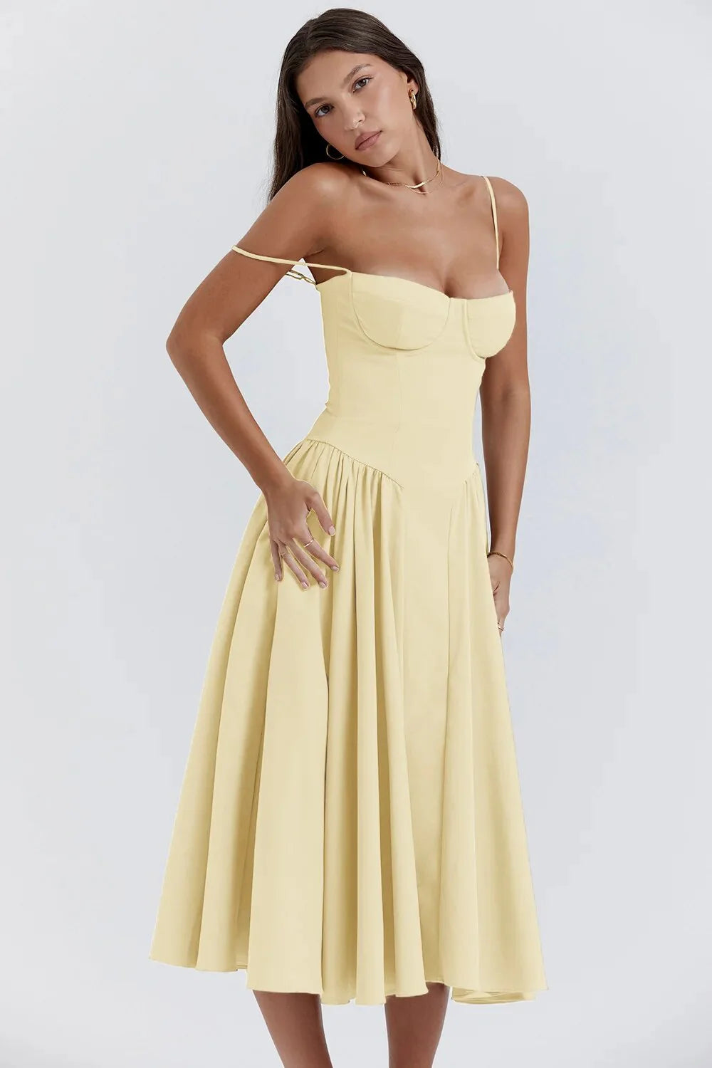 Liana™ | Sleeveless Corset Midi Dress