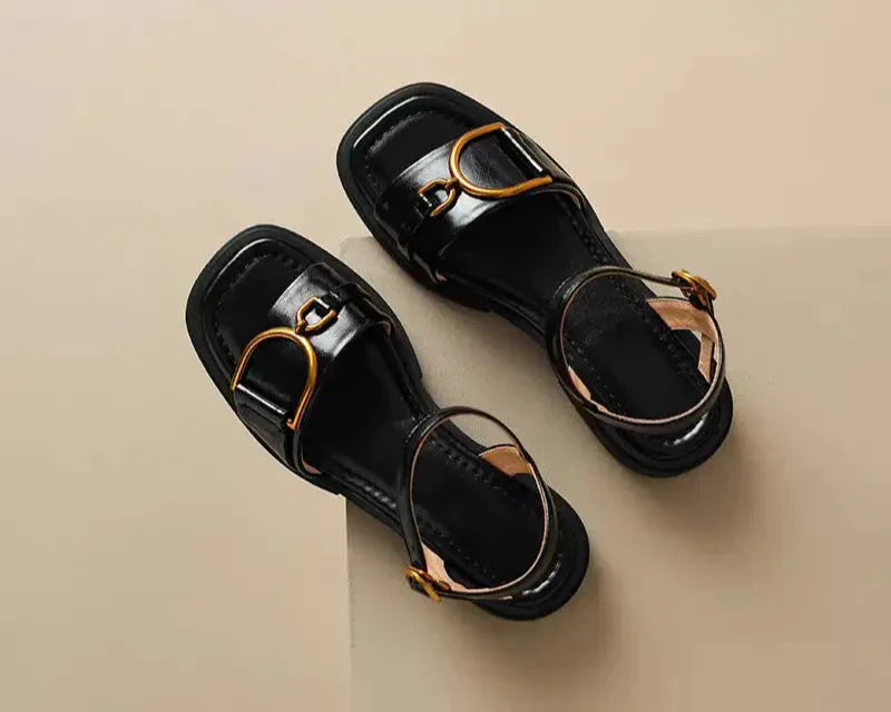 ChelseaStride™ | Square-Toe Buckled Sandals