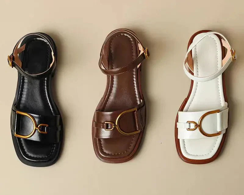 ChelseaStride™ | Square-Toe Buckled Sandals