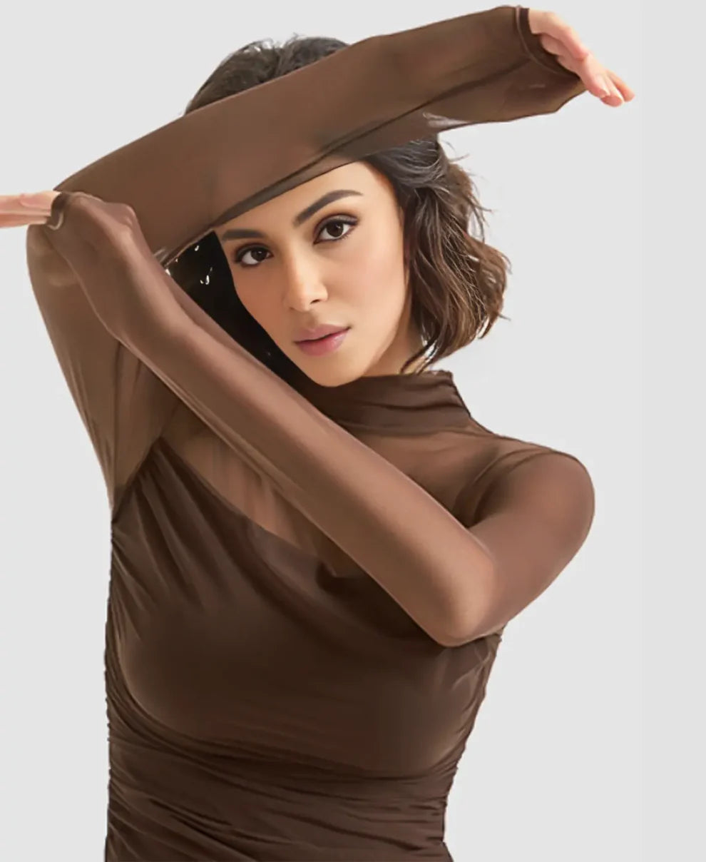 Veloura Mist™ | Sheer Mesh Turtleneck