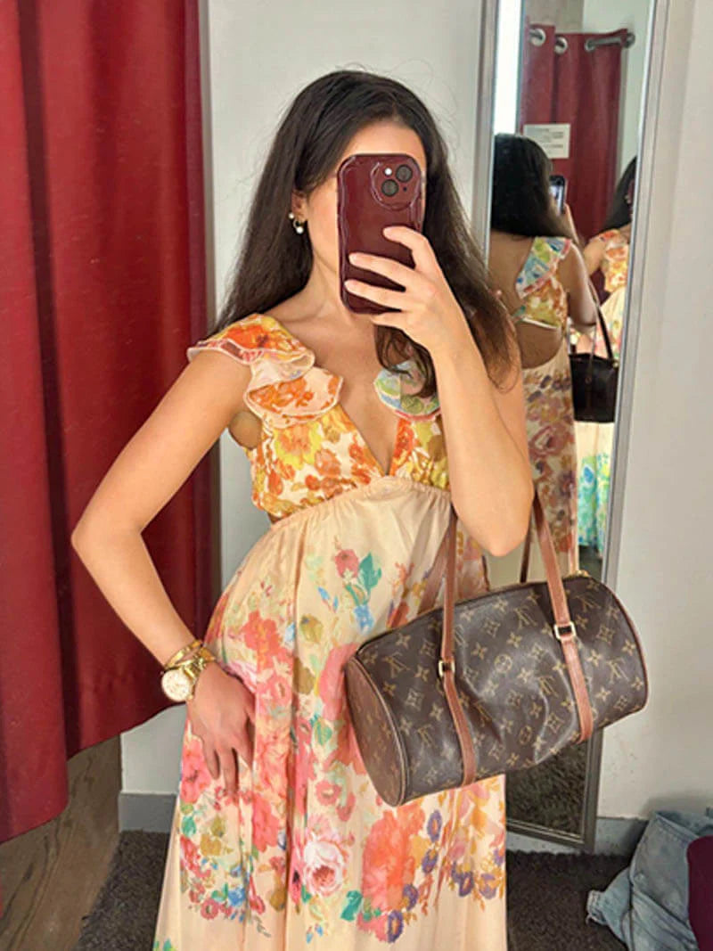 Nora™ | Deep‑V Open‑Back Dress