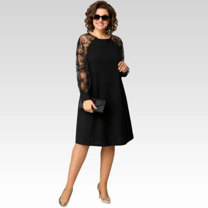 Elora™ | Lace‑Panel Patchwork Dress