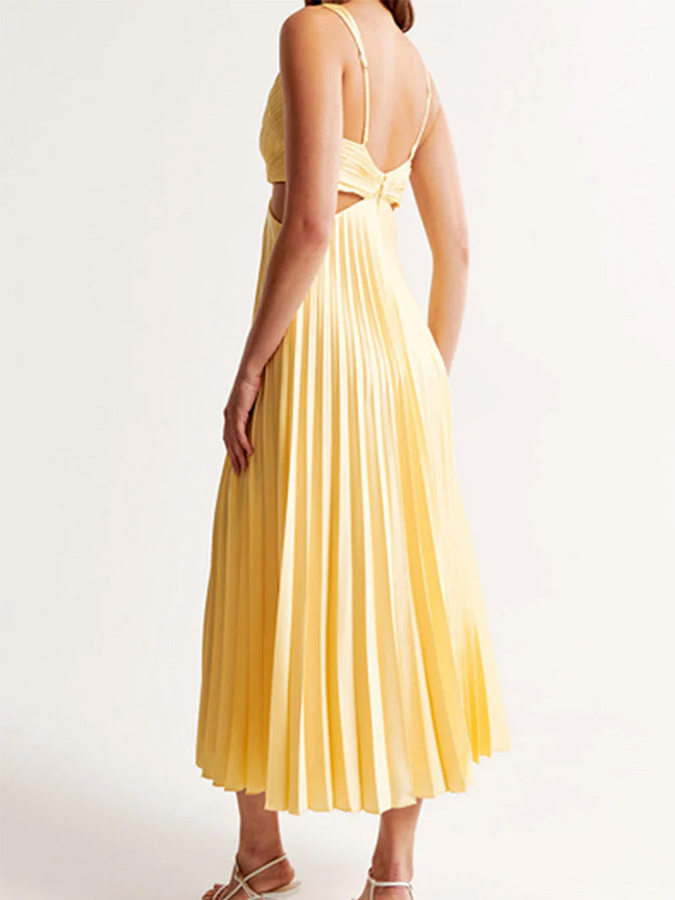 Margaux™ | Pleated Cinema‑Flow Maxi Dress