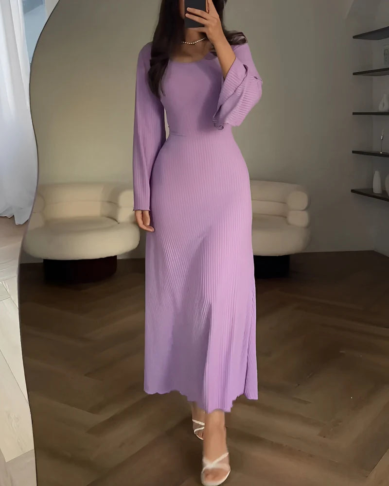 Elegance™ | Long‑Sleeve Knit Maxi Dress